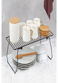 Resim Tezgah Üstü Dolap İçi Katlanabilir Raf Düzenleyici As-802 Siyah 