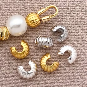 Resim 15 Adet 18K Altın Kaplama Hilal Ay Tokası - C Şekilli El Yapımı DIY Takı Tokası, Bileklik ve Kolyeler İçin, Dayanıklı 18K Altın, Kordon Aksesuarları İçin Kapatma 