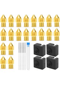 Resim 3d Yazıcı 0.4mm Mk8 3 Nozul 20 Adet 4 Adet Isıtıcı Blok Kapakları 