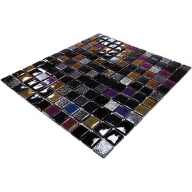 Resim MozaiKristaL Yaşam alanlarının tüm yüzeyleri için 25x25 mm Siyah Lüster Mix Cam Mozaik (1 Koli = 1 m2 Fiyatıdır) 