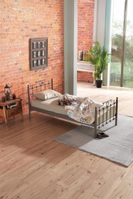 Resim Unimet Hatkus Tek Kişilik Ferforje Metal Karyola-kahverengi (AHŞAP LATALI) 