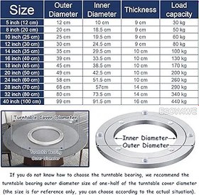 Resim Tembel Susan Döner Tabla Rulman 12 100 cm 360 ° Pürüzsüz ve Sessiz Dönen Taban Yemek Masası TV Bilgisayar Monitörü Premium Kalite Döner Yüzükler 