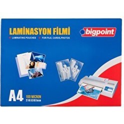 Resim Bigpoint BP694-100 Laminasyon Filmi A4 100 Mikron 100'lü Kutu 