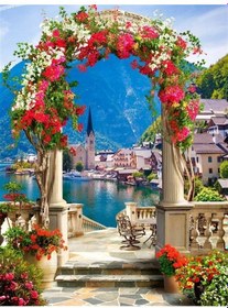 Resim Çiçekli Göl Manzarası Duvar Kağıdı Boy 240 En 200 