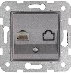 Resim Viko Linnera Life Granit Grisi Tekli Data Cat-6 İnternet Prizi Çerçevesiz - 90442078 