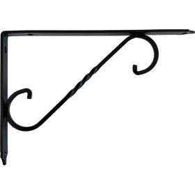 Resim DS Yapı Raf Altı Ferforje Demir Tutucu L Raf Demiri Sabitleyici (Demir)(Siyah) 