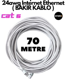 Resim SatışMax 70 Metre 70mt Cat6 Cat 6 Cat6 Network Ethernet Kablosu Internet Televizyon Modem (bakır Kablo) 