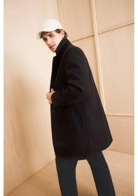 Resim Defacto Relax Fit Ceket Yaka Düğmeli Cepli Kışlık Kaşe Parka Y8903az25aubk27 Siyah-bk27 