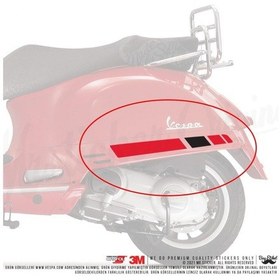 Resim Bay Etiket Sts7 Vespa Mat Kirmizi Siyah Gts250/300 Yan Cita Seti 