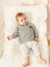 Resim Kidaxi Müslin Kruvaze Takım Şık Ve Rahat Tasarım 1-12 Ay Kd53219 Gri 