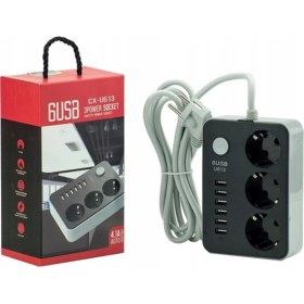 Resim Egonex Akım Koruyuculu 6usb Port 4.1A Hızlı Şarjlı 3'lü Priz 