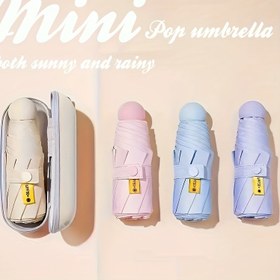 Resim Mini Pop Şemsiye - 6-Rib Tasarım, UV Koruması ve Güneşlikli, Hafif Taşınabilir Kamp, Plaj, İşe Giderken - Kızlar ve Kadınlar için Doğum Günü Hediyesi, Plaj Şemsiyesi, Minimalist Şemsiye, Dayanıklı Kanvas 