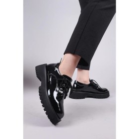 Resim Birikon BAVİL Bağcıklı Rugan Loafer Ayakkabı SİYAH 