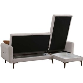 Resim Minar Bona 2+Dinlenme Köşe Takımı Bej Valebo-03 Ceviz Ayak 