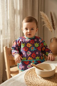 Resim Bebechi Elephant Joy Uzun Kollu Sıvı Geçirmez Bebek Mama Önlüğü - Leke Tutmaz Blw Uyumlu Beslenme Önlüğü 6-2 