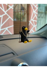 Resim 3dbaydesign Altın Zincirli Sallanan Ördek Yeni Trend Dikiz Ayna Süsü (siyah Sarı) 