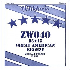 Resim D'addario Zw040 Akustik Gitar Tek Tel 85/15 Bronze Wound La 