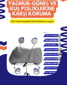 Resim Genel Markalar Lifan Tay 100 Arka Çanta Uyumlu Motor Branda Örtü Miflonlu Premium 4 Mevsim Koruma Gri 
