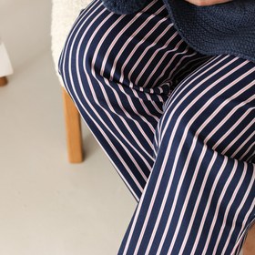 Resim Ritmo Pamuk Saten Unisex Ev Pantolonu Indigo - XS 