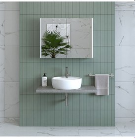Resim Banos Banyo Roomart Ad7 Kulpsuz 2 Kapaklı Mat Beyaz Mdf 80 Cm Aynalı Banyo Üst Dolabı Mat Beyaz 
