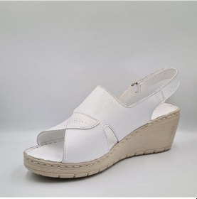 Resim Pierre Cardin 6908 Beyaz Deri Dolgu Topuk 6cm Kadın Sandalet Beyaz 