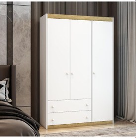 Resim AfilliBebek Pera 3 Kapaklı 2 Çekemeceli Tamamı Mdflam Gardrop 