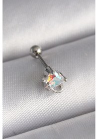 Resim Clariss 316l Çelik Gümüş Renk Zirkon Taşlı Kalp Tragus Piercing Çok Renkli 