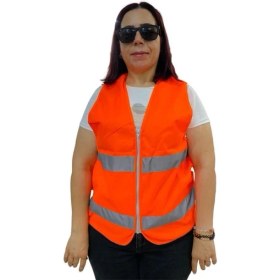Resim Fermuarlı Turuncu Ikaz Yeleği Xl Beden 59 cm 