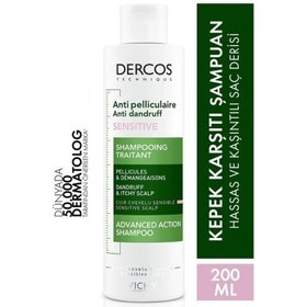 Resim Vichy Dercos Anti Pelliculaire Sensitive Hassas Saç Derisi için Kepek Karşıtı Saç Bakım Şampuanı 200ml 