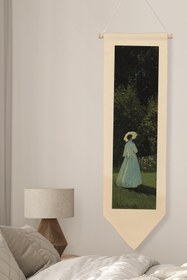 Resim Duvar Halısı Pinterest Oda Dekoru, Monet Sanat Serisi, 100cm Kanvas Flama Askılı Duvar Örtüsü NO:633 - Renkli - 11 / 30 x 100 