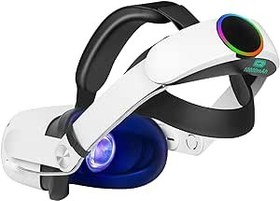 Resim Hurra Head Strap with Battery for Oculus Quest 2, 10000mAh Fast Charging Battery Pack Extend 8H Playtime, RGB Light Adjustable Elite Strap for Meta Quest 2 Enhanced Comfort Support & Balance in VR 