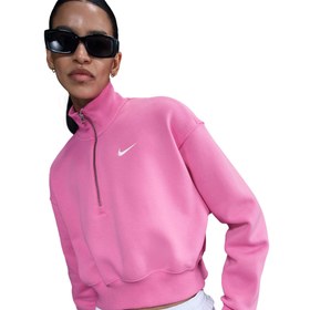 Resim Nike Sportswear Phoenix Fleece Kadın Yarım Fermuarlı Pembe Eşofman Üstü 
