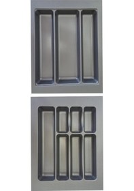 Resim 2'li Set 37x49 Cm Mutfak Çekmece Içi Düzenleyici Kesilebilir Kepçelik & Kaşıklık 37x49 Gri 