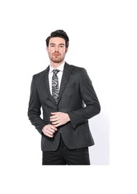 Resim Wessi Sivri Yaka Tek Düğme Füme Slim Fit Ceket Siyah 