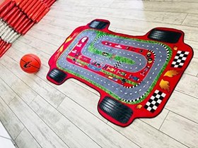 Resim Oyun Halısı Araba Desenli Makinede Yıkanabilir Çocuk Odası Halısı Dijital Baskı (150 x 230 cm) 