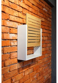 Resim Modem Saklama Kutusu Sürgülü Yukarı Açılır 35 X 35 Çizgili Meşe 