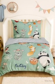 Resim Mira Home Yenidoğan Kız/Erkek Unisex Bebek Nevresim Takımı 3D Pamuklu Sevimli Hayvanlar 