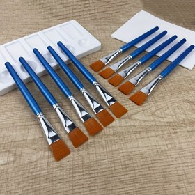 Resim 10 adet Düz Boya Fırçaları Sentetik Naylon El Sanatları Fırçaları Yağlıboya Akrilik Boya Fırçası Ahşap Saplı Sulu Boya, Yağlıboya, El Sanatları, Yüz Vücut Sanatı için 