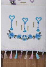 Resim 6 Lı Kalp Çiçek Nakışlı El Yüz Havlu Seti Püsküllü Hediyelik Çeyizlik El Yüz Havlu Takımı 50 X 90 Cm 001 