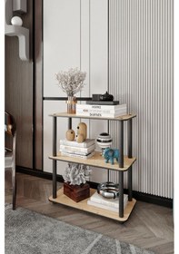 Resim Dekoratif Masivo Kitaplık 3 Katlı 30x60 Dikdörtgen Çok Amaçlı Raf Safir Meşe Meşe 