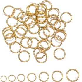 Resim 100-200 adet LINGSAI Paslanmaz Çelik Kapalı Halkalar - Altın Tonlu Takı Parçaları, DIY Bileklikler, Kolyeler, Anahtarlıklar için Çok Boyutlu Tel Halkalar, El Yapımı Takı Yapımı İçin Dayanıklı Malzemeler, Takı Yapım Malzemeleri, Pendant İşçiliği, Düzgün Cilalı Yüzey 