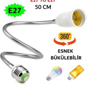 Resim Vwin Lamba / Duy Uzatma (50 Cm) Metal 360 Derece Esnek Bükülebilir E27 To E27 