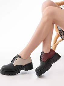 Resim 868-754 Siyah Garni Bağcıklı Günlük Yüksek Tabanlı Loafer Ayakkabı Çok Renkli 