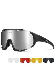 Resim QUESHARK Polarize Anti-uv Outdoor 5 Lens Ultra Hafif Spor Motorsiklet Bisiklet Kayak Güneş Gözlüğü 