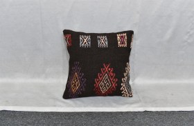 Resim Zehra Abla Halı Yeni El Dokuma Dekoratif Kilim Kırlent Yastık Kılıfı 6545 Çok Renkli 