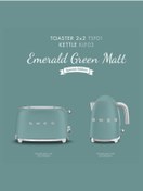 Resim Smeg 50's Style Special Edition Mat Zümrüt Yeşil Kettle Ve 1x2 Ekmek Kızartma Makinesi Seti 