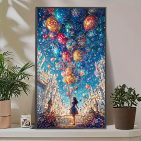Resim Büyük 5D DIY Elmas Yapımı Seti, Renkli Balon Tasarımı ile Yuvarlak Akrilik Taşlar ve Yuvarlak Elmaslar içerir, 40.01 X 70.0 cm Ölçüsündedir - Ev Dekoru ve El Yapımı Hediye Elmas için İdealdir 