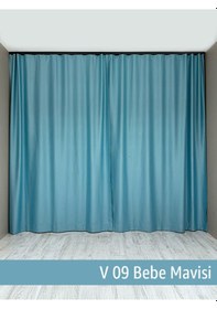 Resim Donatti Bebe Mavisi Star Blackout Pilesiz Tek Kanat Fon Perde Bebe Mavisi 
