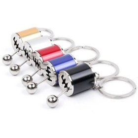 Resim Epilons Hareketli Araba Vites Anahtarlık Altı Hız Manuel Vites Dişli Shifter Topuzu Metal Anahtarlık 