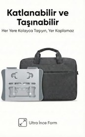Resim G68g Gri Notebook Standı - Metal, 360° Döner, Yükseklik & Açı Ayarlı Ergonomi, GRİ 